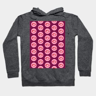 Retro pixels lips pink burgundy Valentine's Hoodie